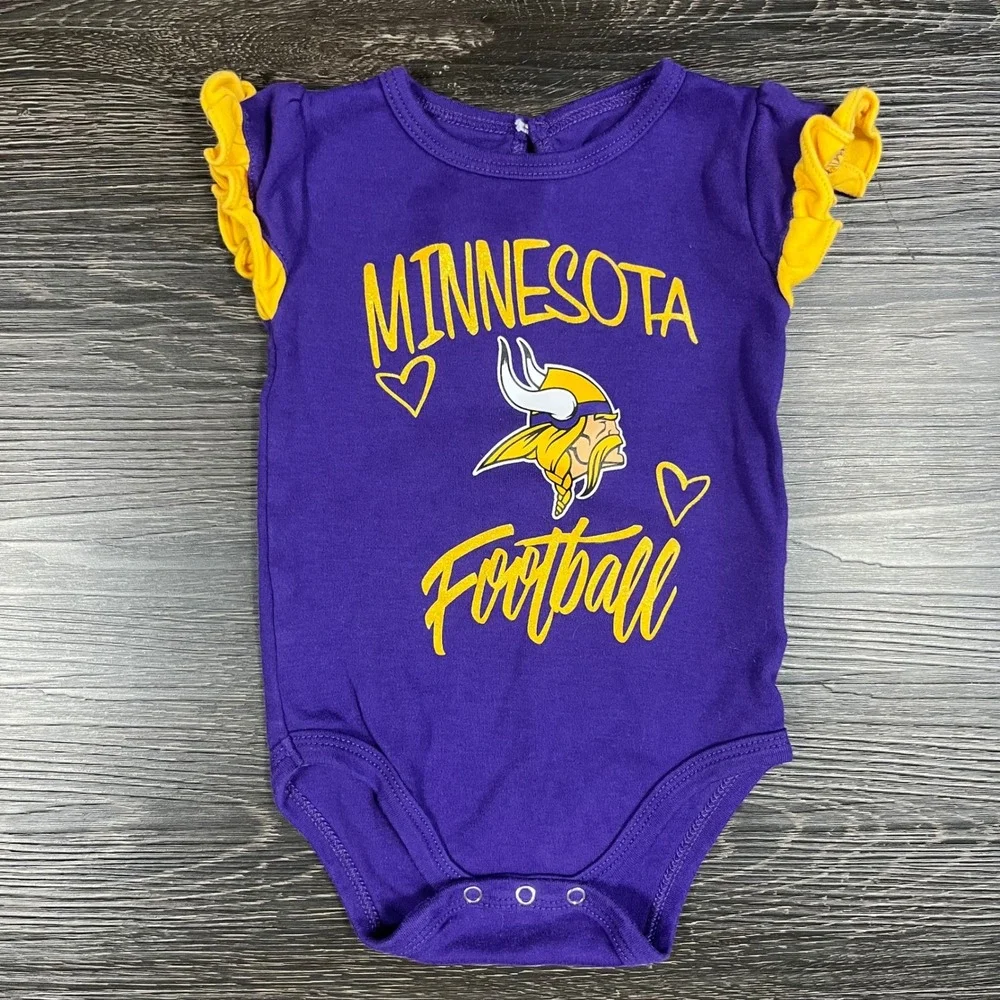 Minnesota Vikings Baby Girl 3-6M Bodysuits Lot of 2 NFL Gameday Fangirl Skol